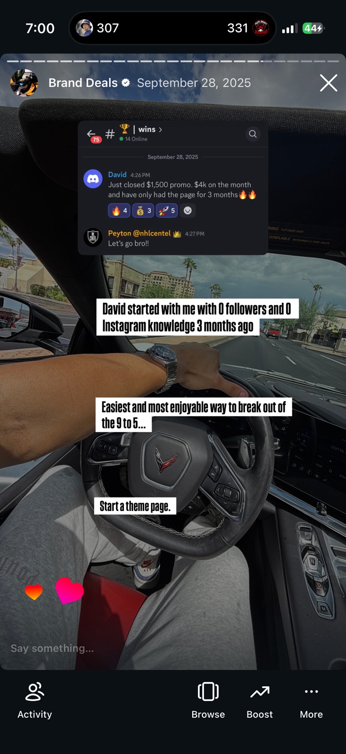 David sharing a 4000 dollar month after starting from zero followers and no Instagram experience